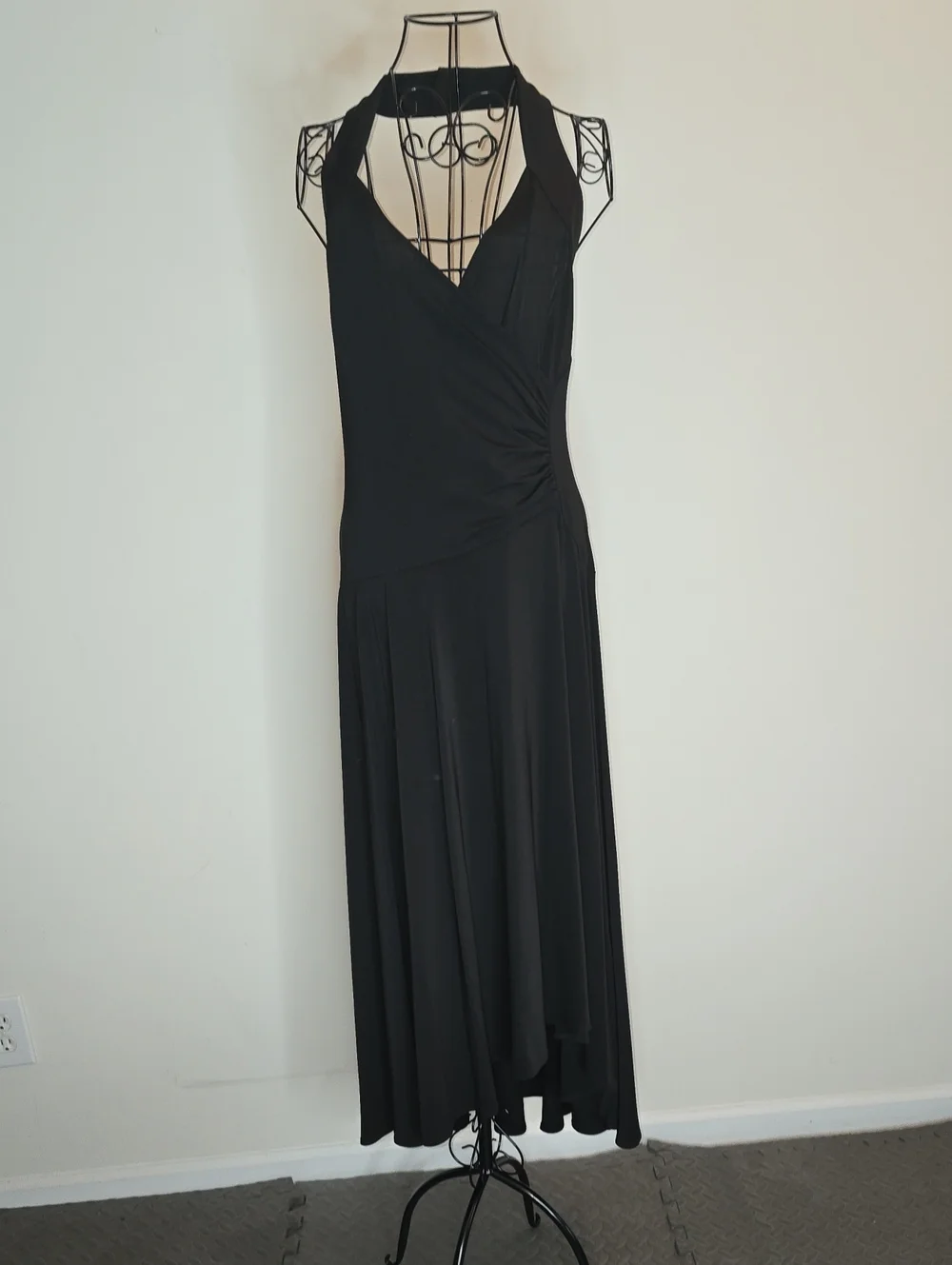 Michael Kors Black Halter Midi Wrap Dress